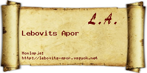 Lebovits Apor névjegykártya